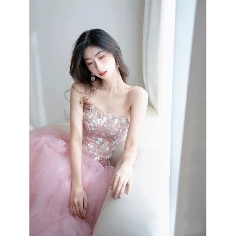 Fuchsia wedding dress for bride, cocktail dress, evening dress, high-quality style 3