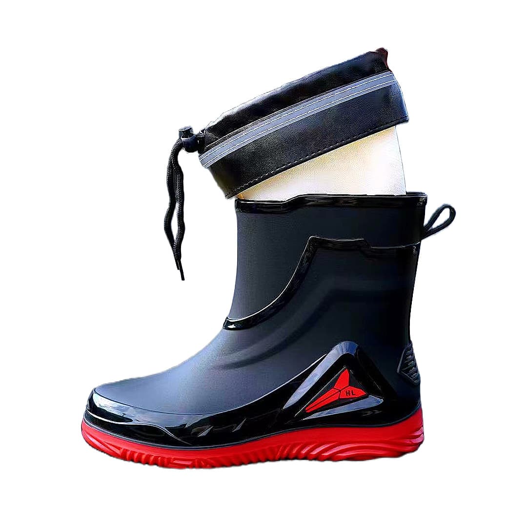 Fashion short tube thickened waterproof shoes men's rain boots low -help work rubber shoes anti -slip fishing kitchen rain boots men 5