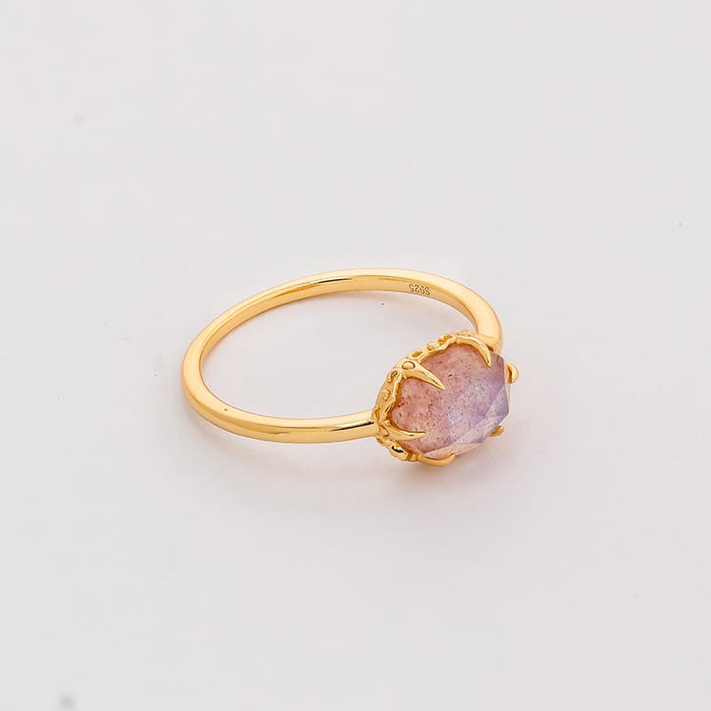 Fashionable organic ring, crystal, 925 sample silver 2