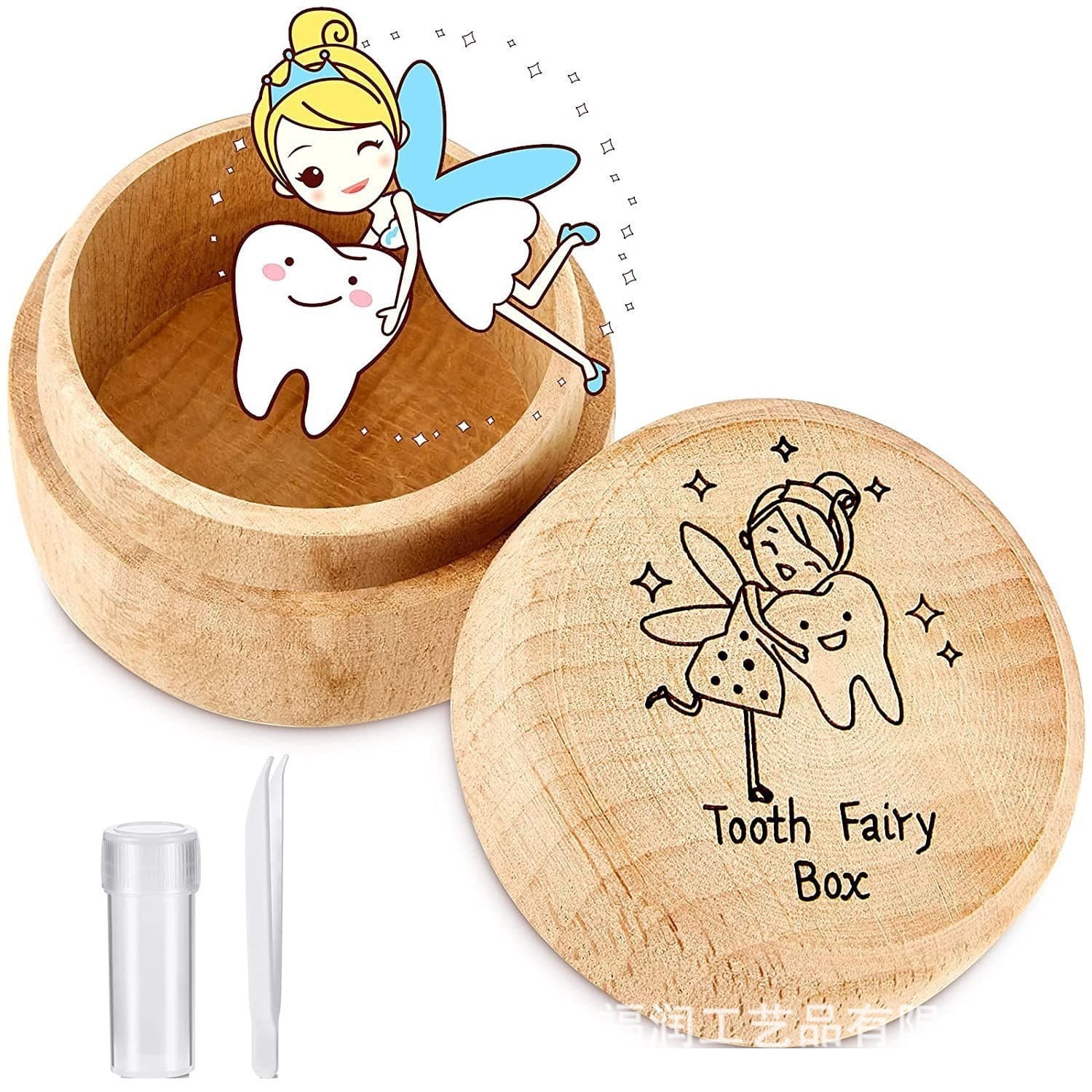 Round deciduous box wooden children's dental storage box fetal hair umbilical cord hair saving box animal ashes collection box 1