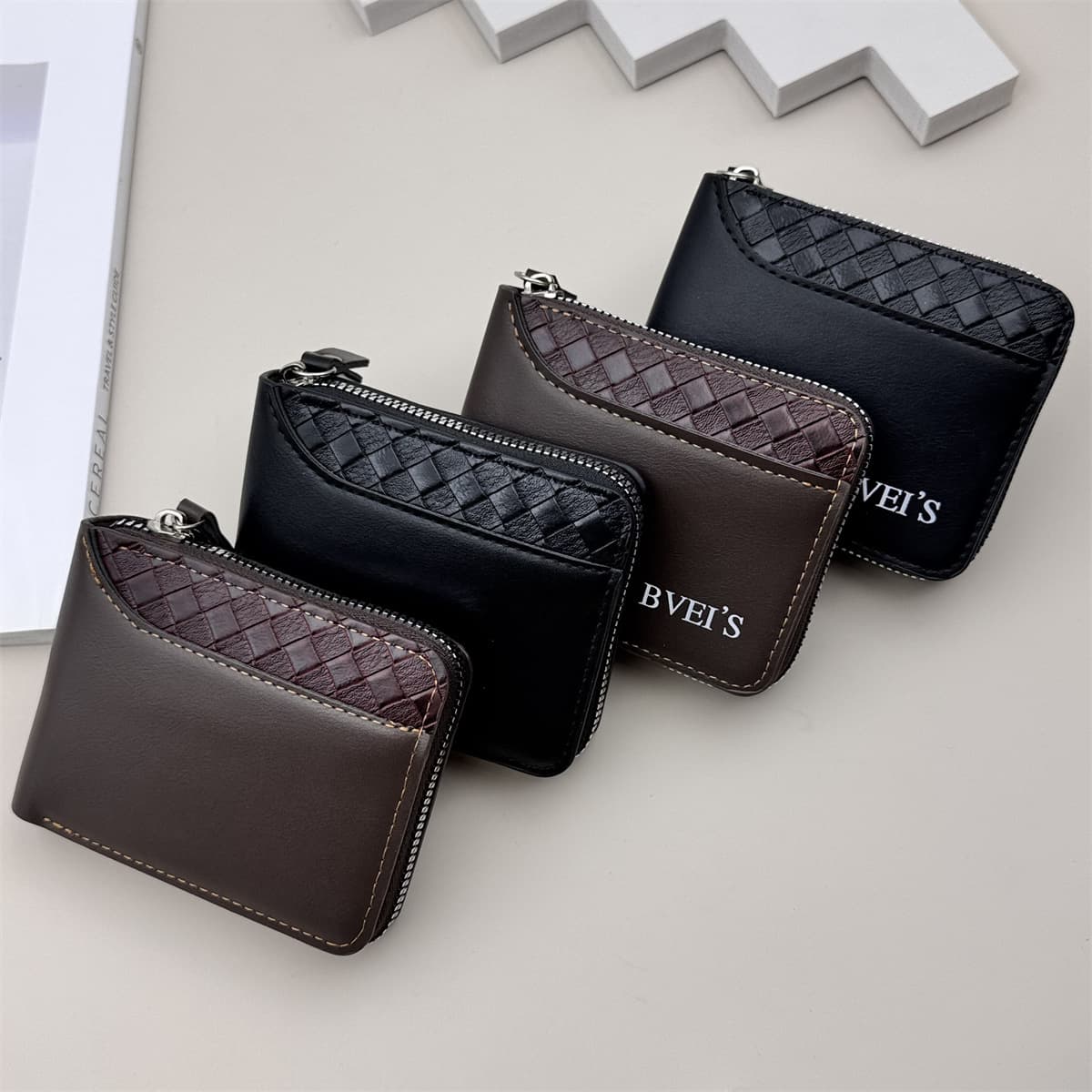 (Cross-border trading), woven short wallet with zipper 2