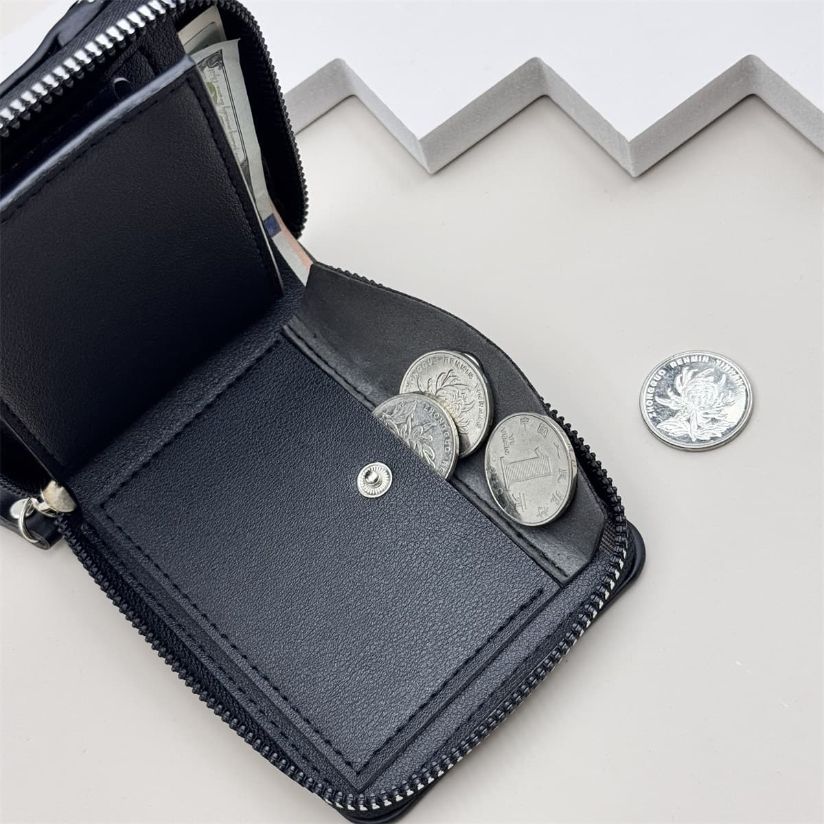(Cross-border trading), woven short wallet with zipper 3
