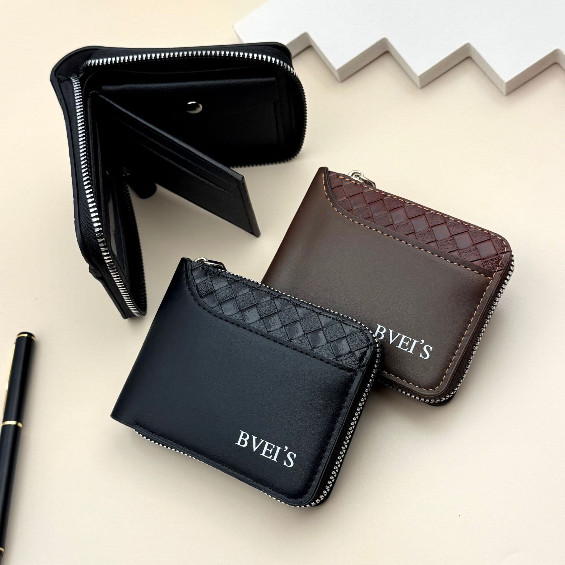 (Cross-border trading), woven short wallet with zipper 1