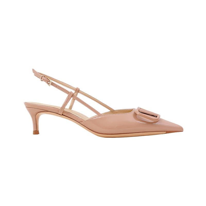 Genuine leather sheepskin uncle's pointed toe V-button men's slim heels high heels new style empty head sandals women's shoes summer 5