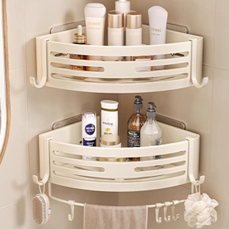 Milky White Triangle Storage Rack for Bathroom 2