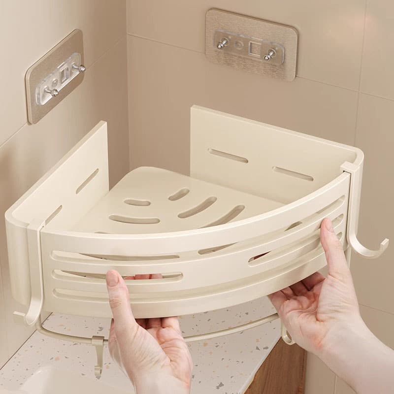 Milky White Triangle Storage Rack for Bathroom 1