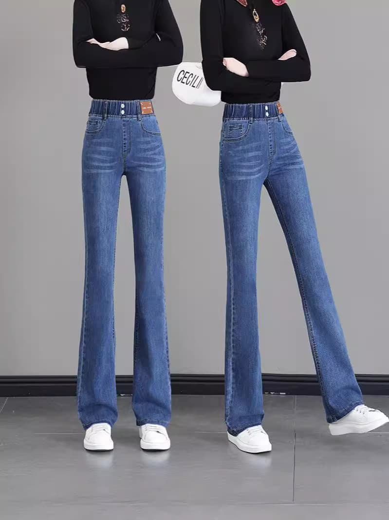 Women's spring jeans, Tabi, flared trousers, plus size, 2025 years, new collection, high waist 3