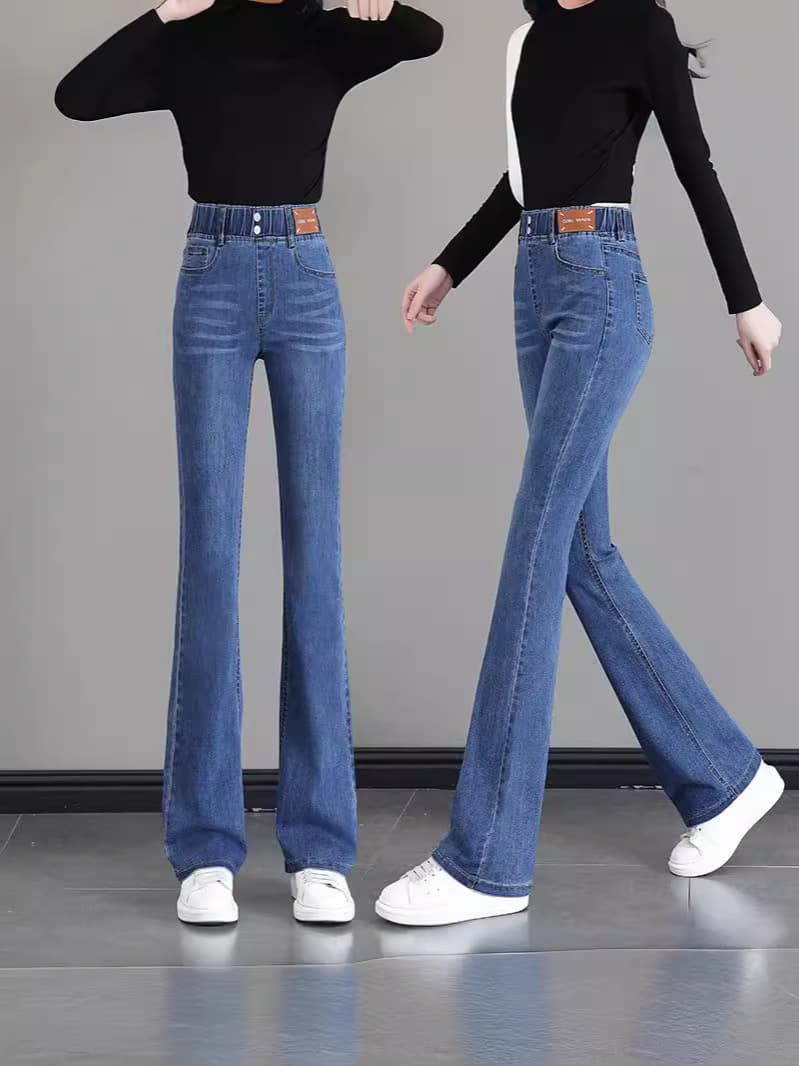 Women's spring jeans, Tabi, flared trousers, plus size, 2025 years, new collection, high waist 4
