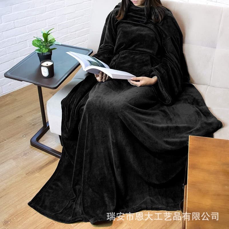 Amazon Wearable Blanket with Sleeves TV Sofa Blanket Sleeved Flannel Lazy Blanket TV Blanket 2