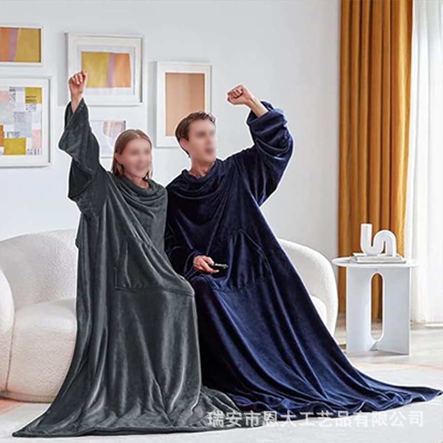 Amazon Wearable Blanket with Sleeves TV Sofa Blanket Sleeved Flannel Lazy Blanket TV Blanket 4