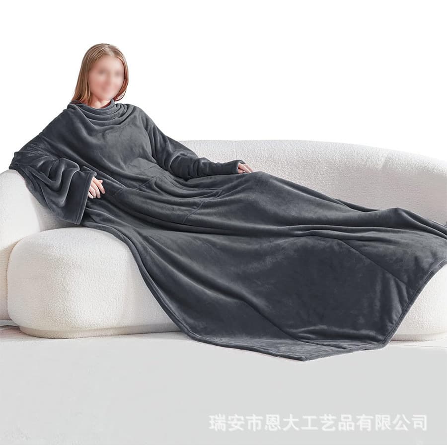 Amazon Wearable Blanket with Sleeves TV Sofa Blanket Sleeved Flannel Lazy Blanket TV Blanket 1