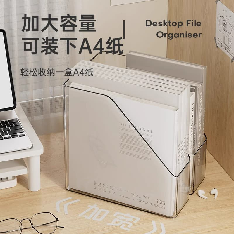 Transparent desktop file storage shelves bookshelf book standing table standing shelf office A4 paper finishing box 3