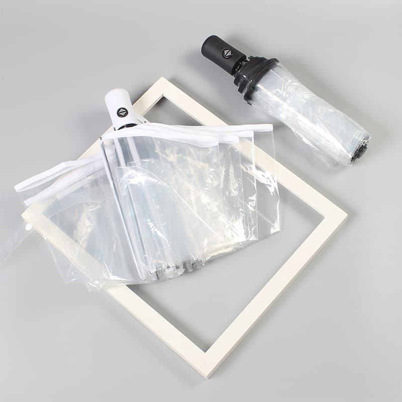 Transparent umbrella folding fully automatic and transparent three -fold umbrella can print advertising umbrella factory manufacturers supply 2