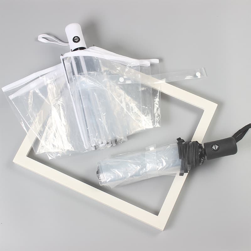 Transparent umbrella folding fully automatic and transparent three -fold umbrella can print advertising umbrella factory manufacturers supply 1