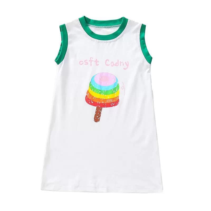 Children's summer vest, cartoon cute T-shirt sleevless, dress 5