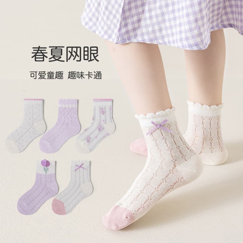 Children's summer breathable thin cartoon socks, mid-length 2