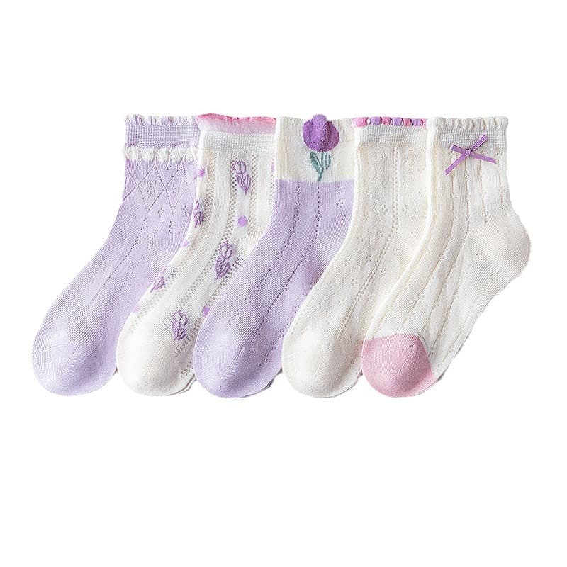 Children's summer breathable thin cartoon socks, mid-length 5