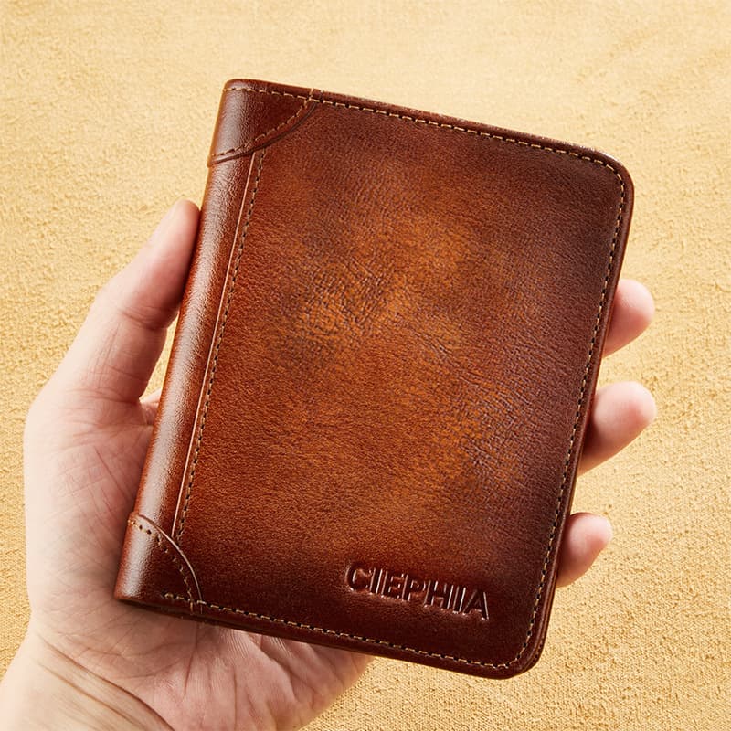 CIEPHIA Ultra thin leather short wallet, genuine leather, anti-theft, cowhide 2