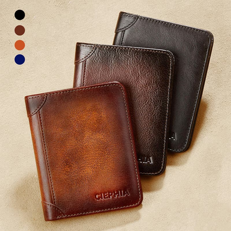 CIEPHIA Ultra thin leather short wallet, genuine leather, anti-theft, cowhide 3