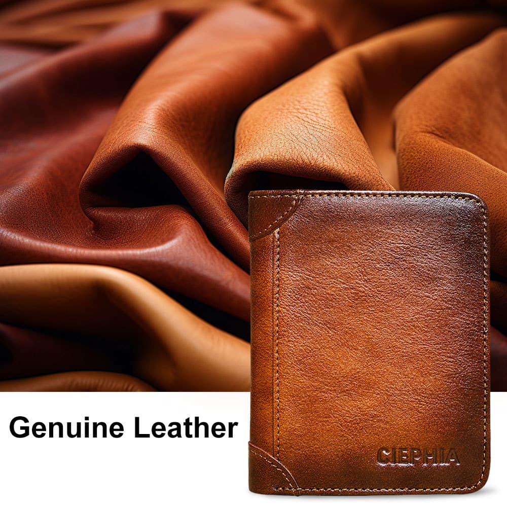 CIEPHIA Ultra thin leather short wallet, genuine leather, anti-theft, cowhide 5