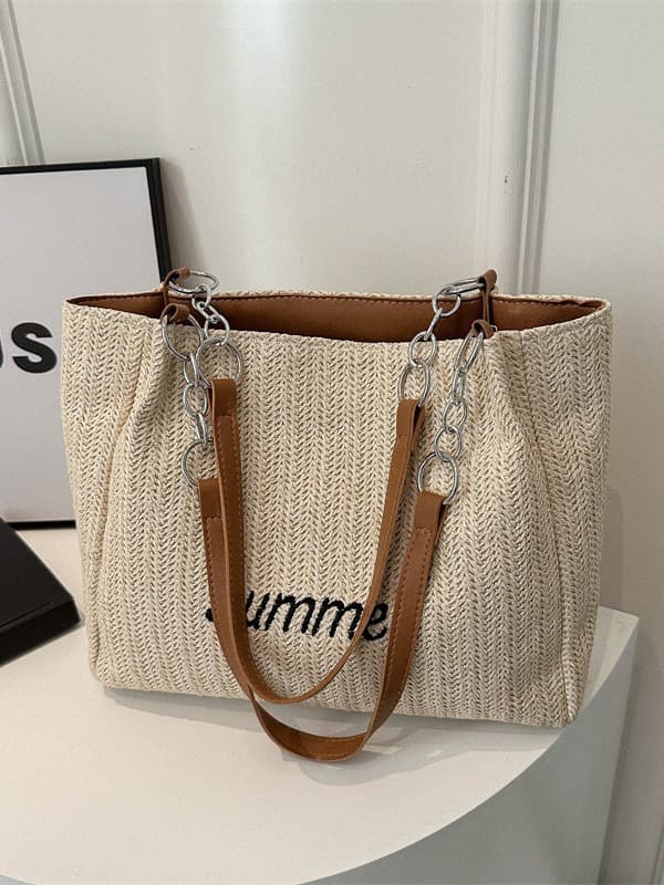 Universal woven straw one-shoulder bag, capacious shoulder bag 3