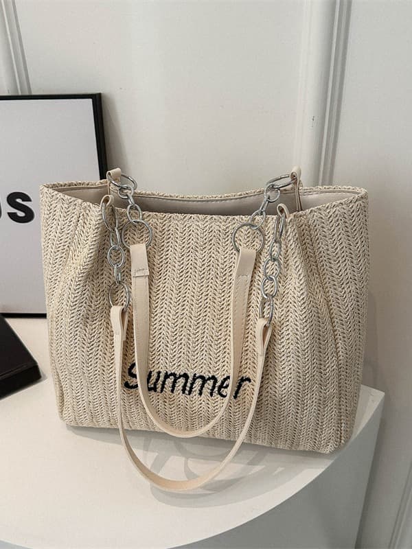 Universal woven straw one-shoulder bag, capacious shoulder bag 4