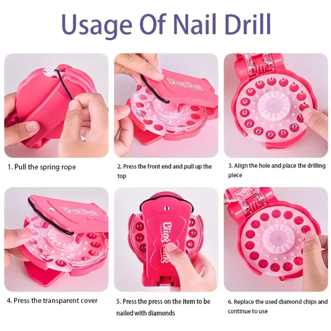 Cross-border magic drilling machine blingbling girl's house nail drilling machine hair stickers drilling machine gifts and toys 3