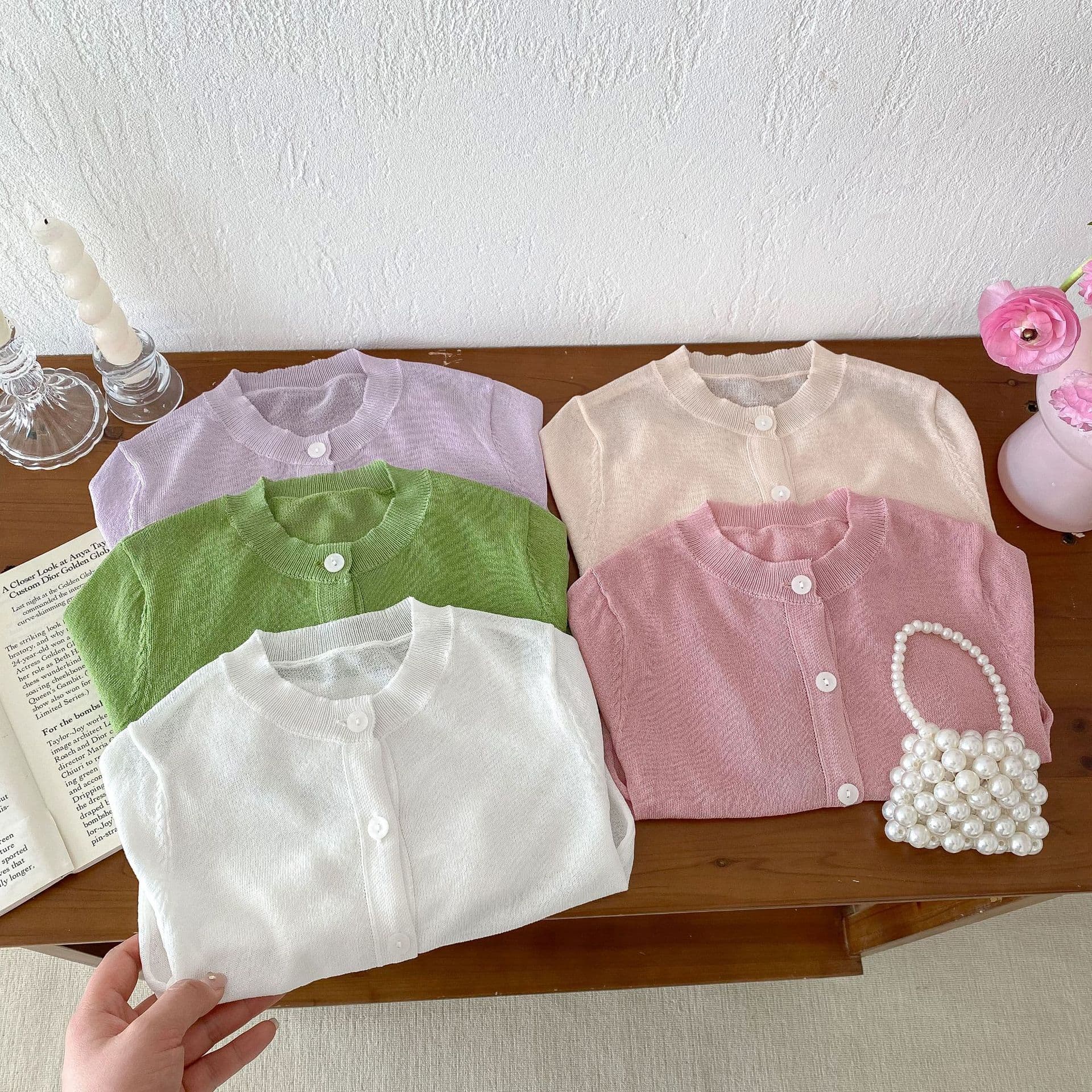 Summer cute cotton knitted sweater, long-sleeve, cardigan, princess style, sun protection 2