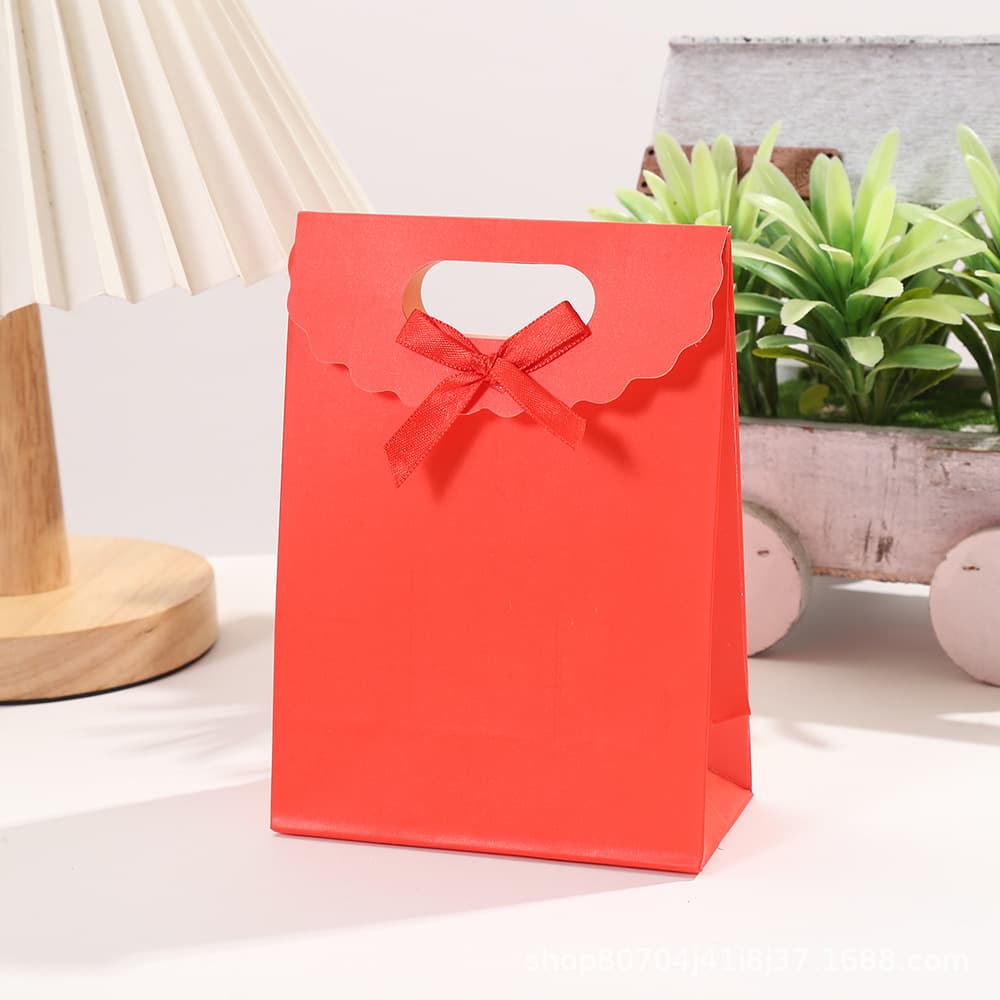 Solid color red fuchsia white golden linen bag with bow, Birthday gift 4