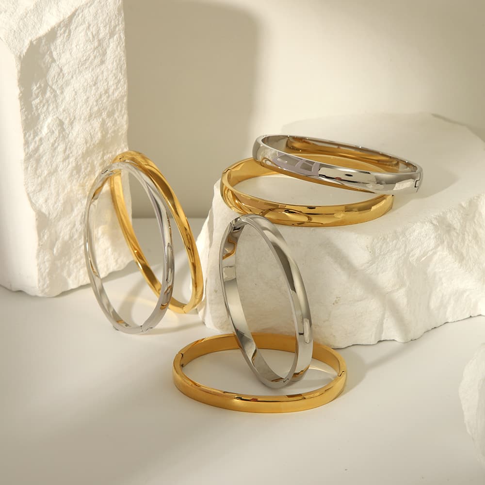 (Cross-border trading), polishing cloth stainless steel handmade, waterproof brand bracelet, simple and elegant design, 18 carat 3
