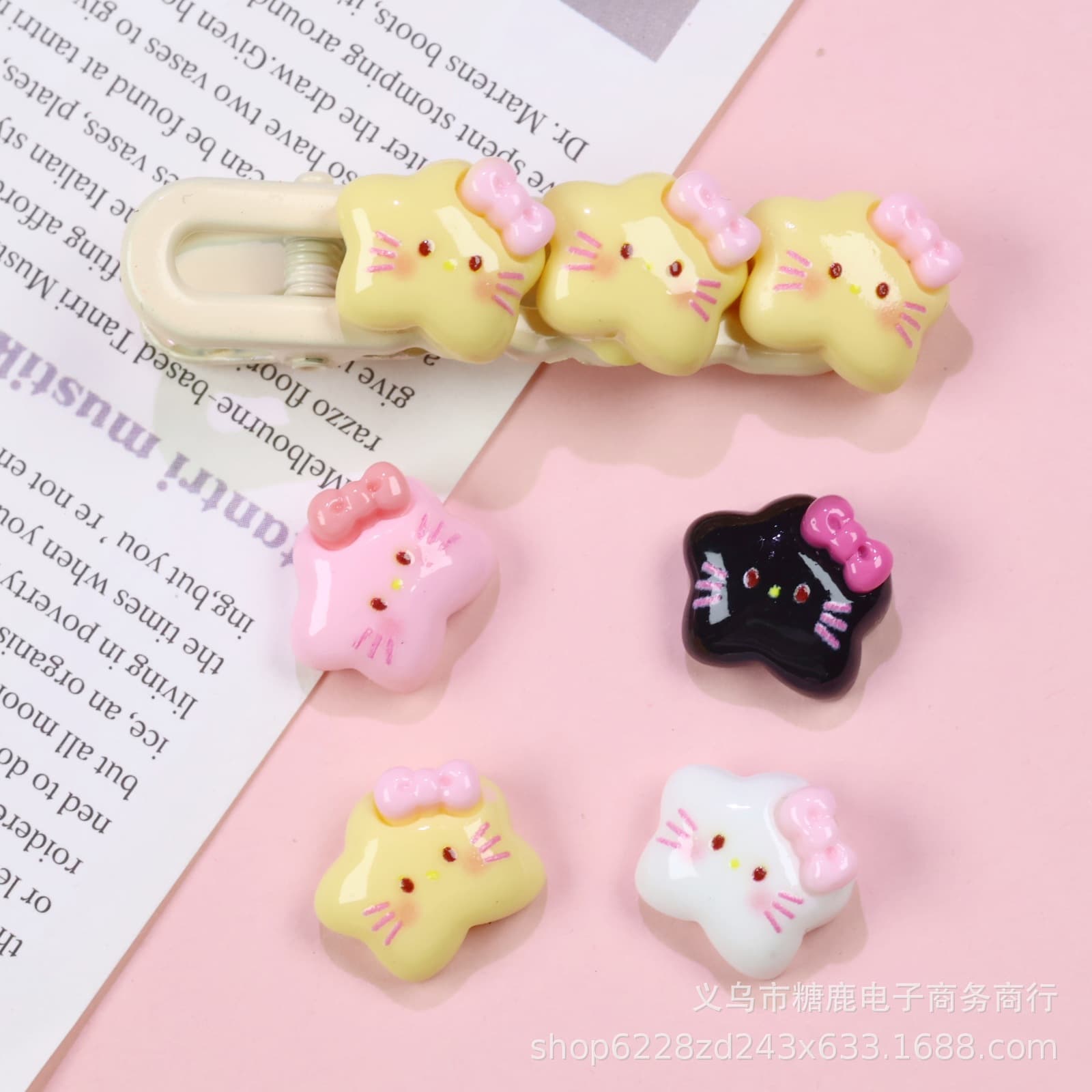 Cream hairgrip, phone case, fridge magnet, keychain, cat, DIY 3