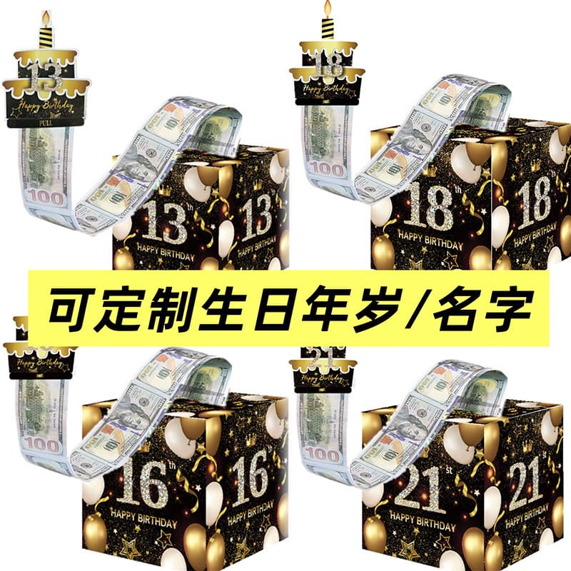 (Spot speed hair) Amazon TEMU birthday box party decorative holiday children's gift box surprises drawing money box 5