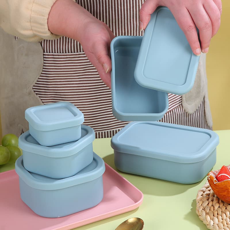 Travel handheld silicone lunch box, set 2