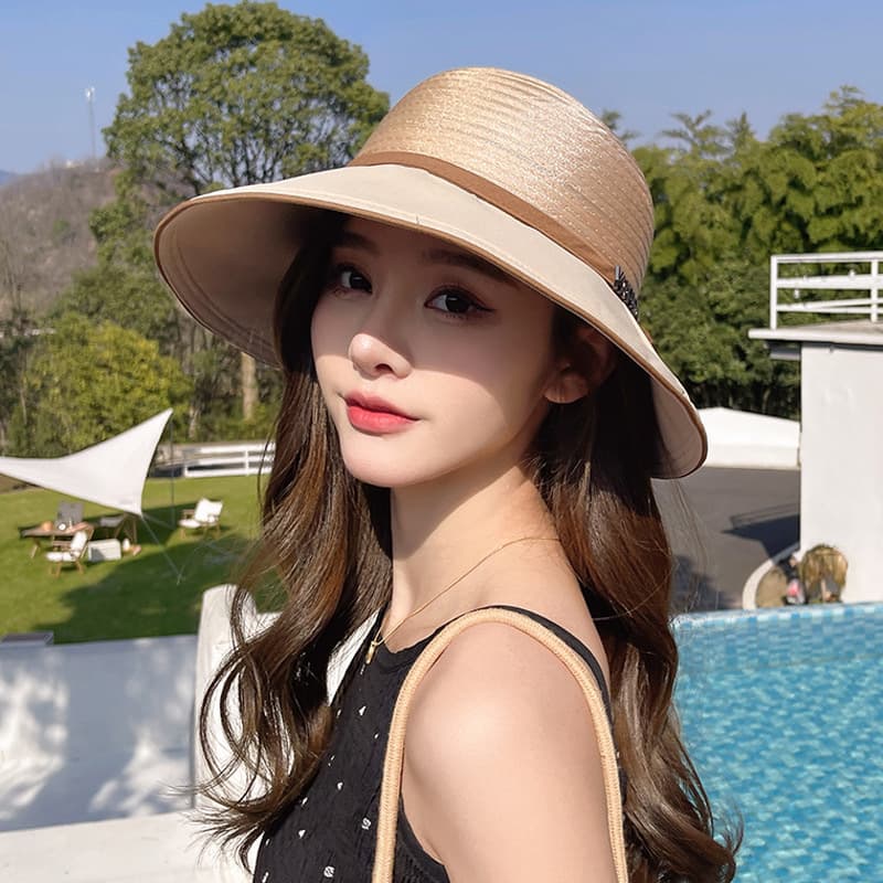 2025 new summer outdoor beach face-covering sun hat for women with large brim bow bow sunshade and sun protection fisherman hat 2