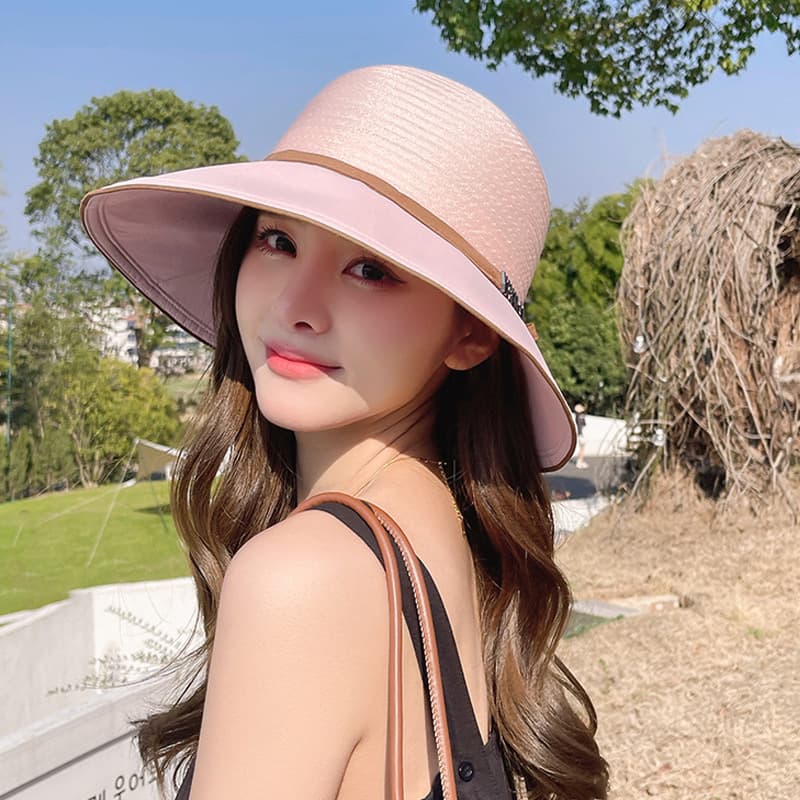 2025 new summer outdoor beach face-covering sun hat for women with large brim bow bow sunshade and sun protection fisherman hat 3