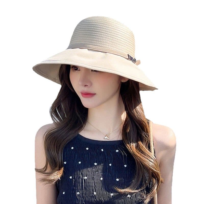 2025 new summer outdoor beach face-covering sun hat for women with large brim bow bow sunshade and sun protection fisherman hat 5