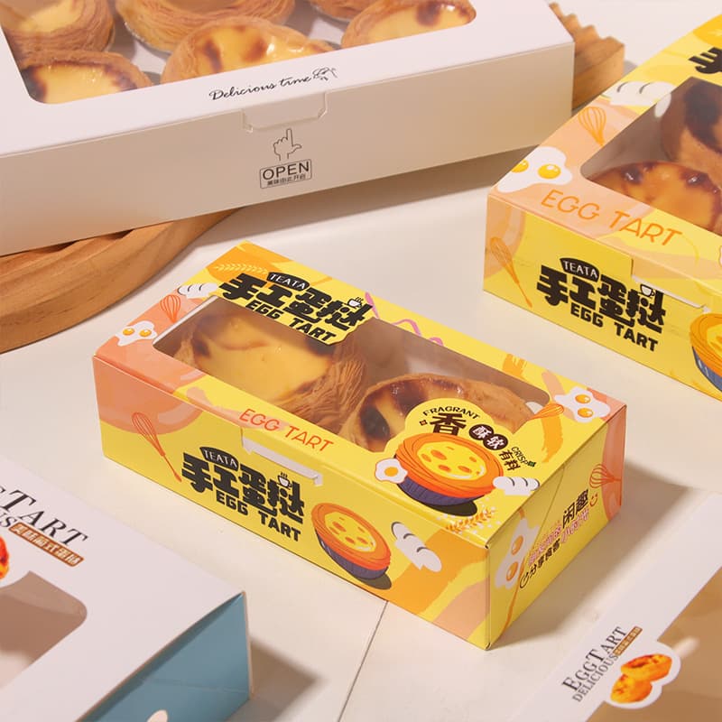 Egg tart packaging box 2/4/6 grains of disposable packing box Portuguese tart box Bakery 2