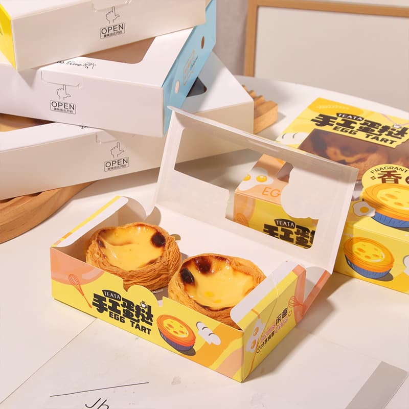 Egg tart packaging box 2/4/6 grains of disposable packing box Portuguese tart box Bakery 3
