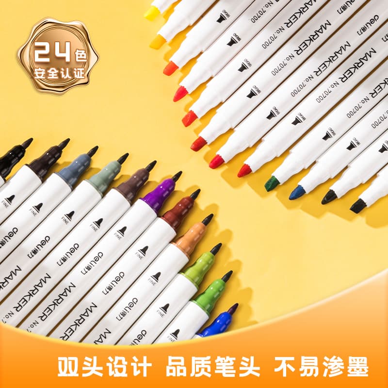 Deli Double-Sided Quick Dry Marker Pen with Fine Tip 3