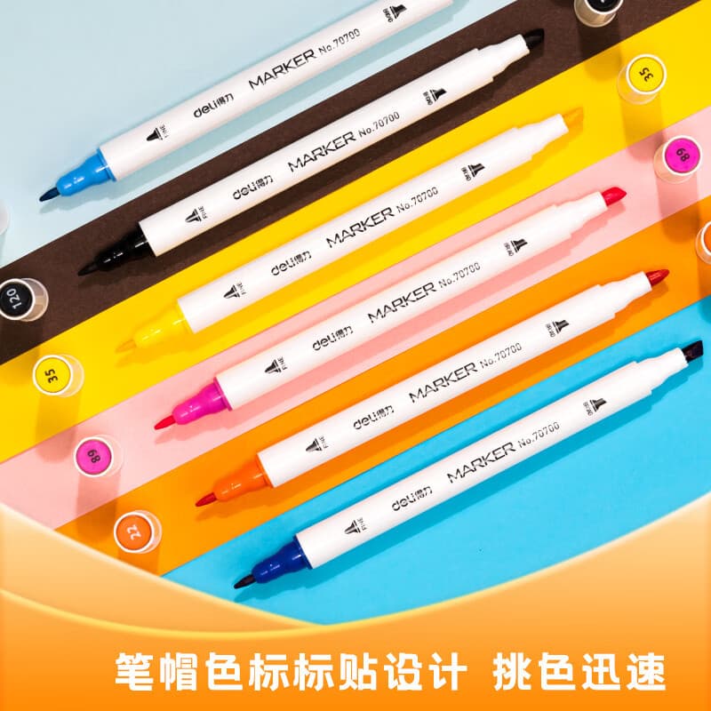 Deli Double-Sided Quick Dry Marker Pen with Fine Tip 4