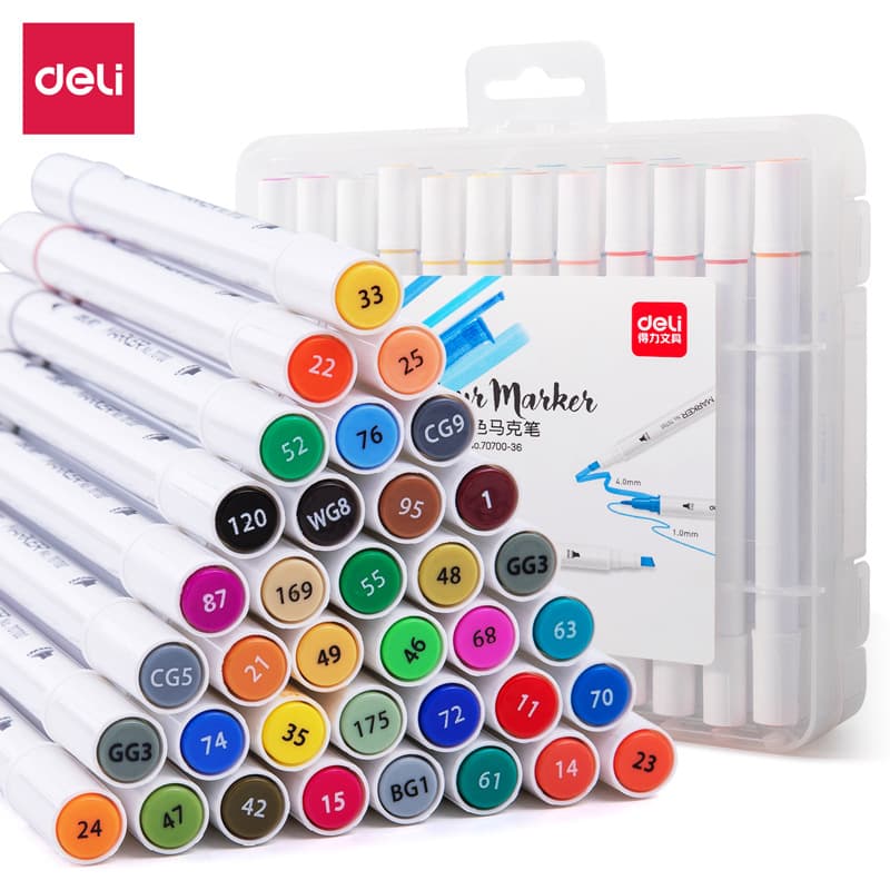 Deli Double-Sided Quick Dry Marker Pen with Fine Tip 5