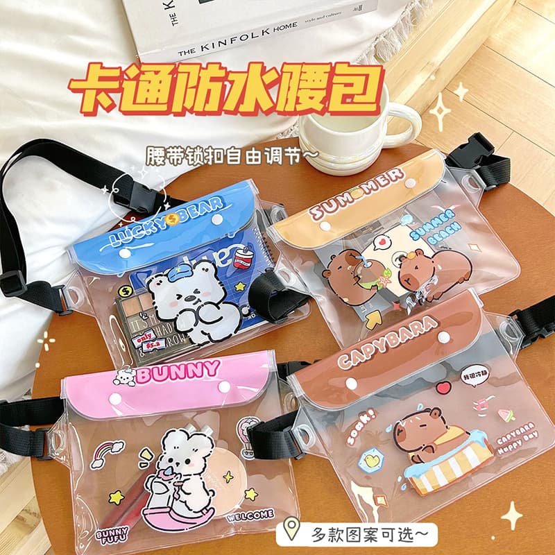 Cartoon waterproof cute mobile phone protection, belt bag, storage bag for swimming for traveling, touch screen