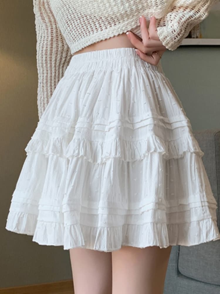 Lace summer skirt, fitted elegant white mini-skirt, A-line 2