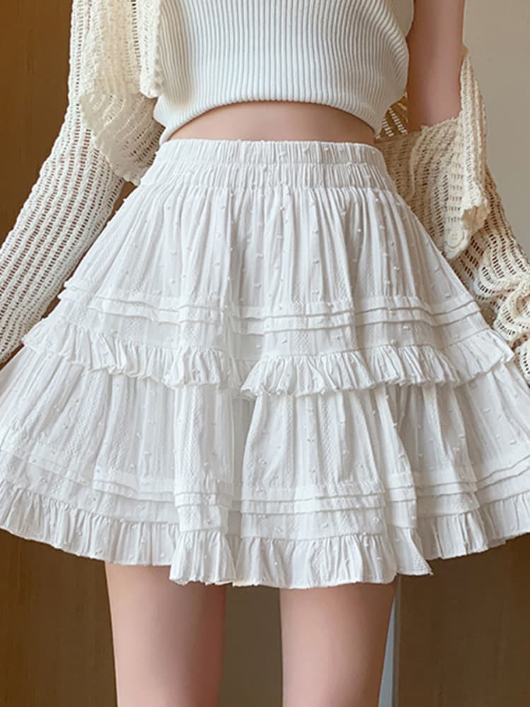 Lace summer skirt, fitted elegant white mini-skirt, A-line 5