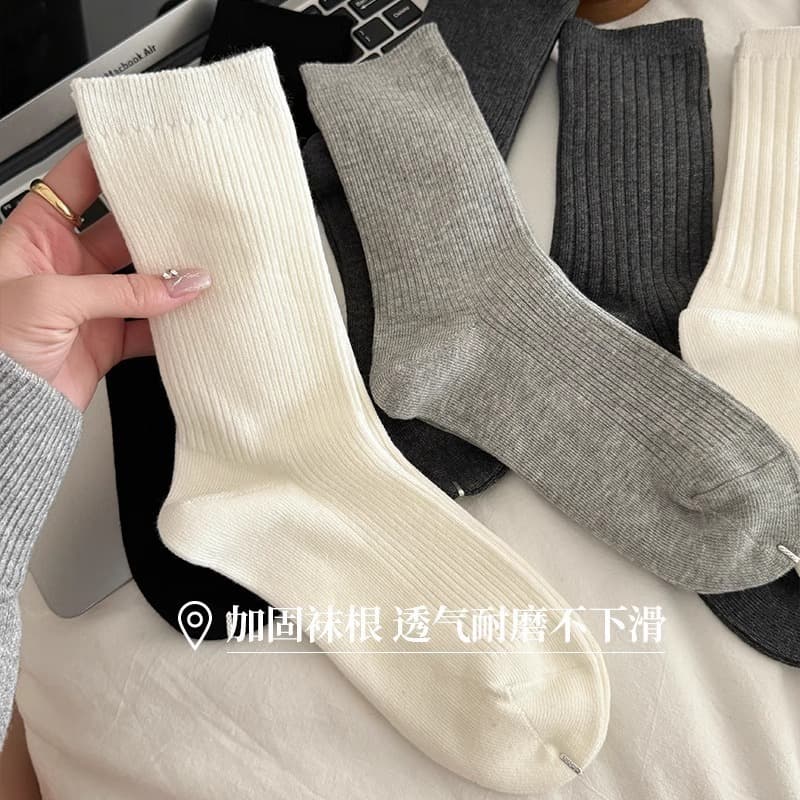 Autumn cotton white knee socks, summer thin shoes, mid-length, Korean style 2