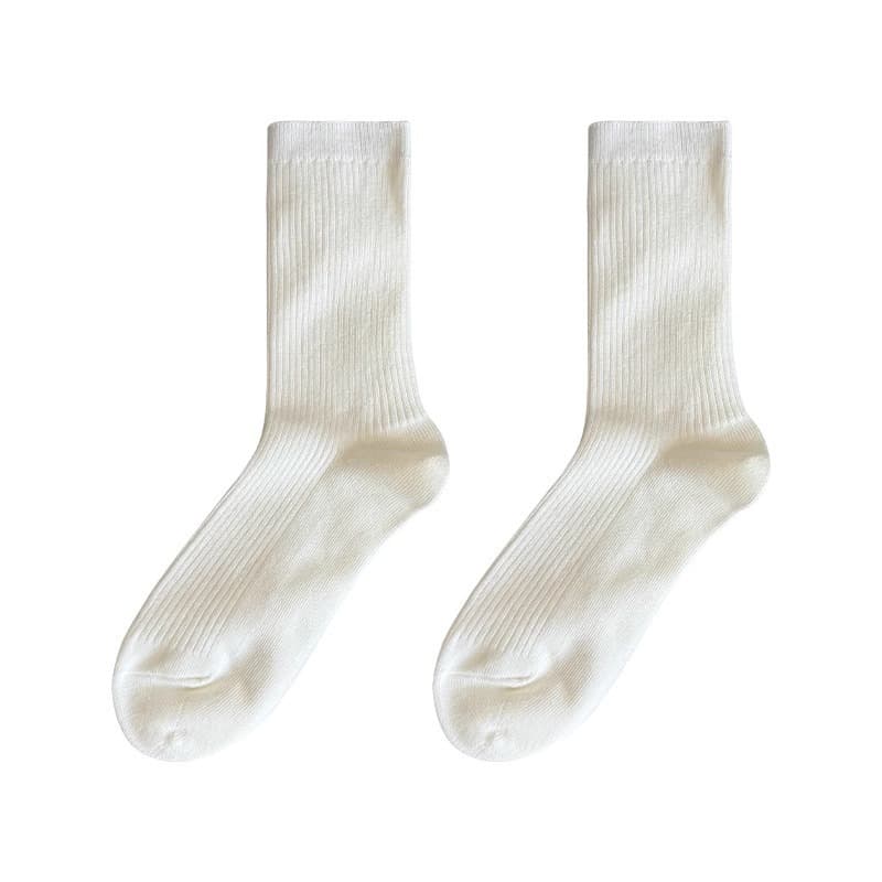 Autumn cotton white knee socks, summer thin shoes, mid-length, Korean style 5