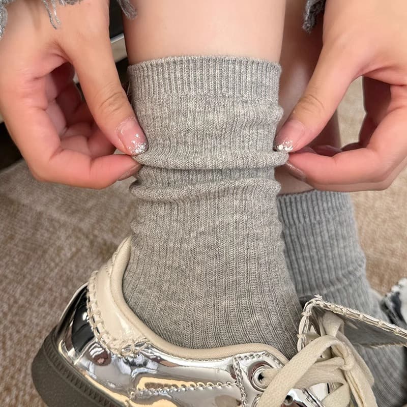 Autumn cotton white knee socks, summer thin shoes, mid-length, Korean style 1