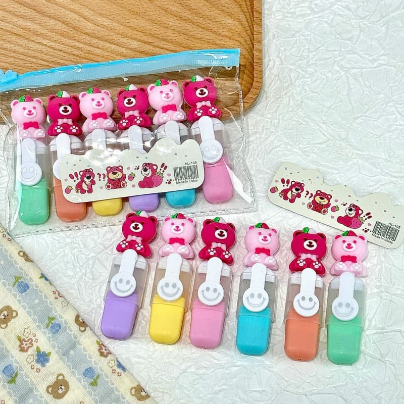 Cartoon small fluorescence brand high quality marker, cute set, crayons, 6 colors, DIY 4