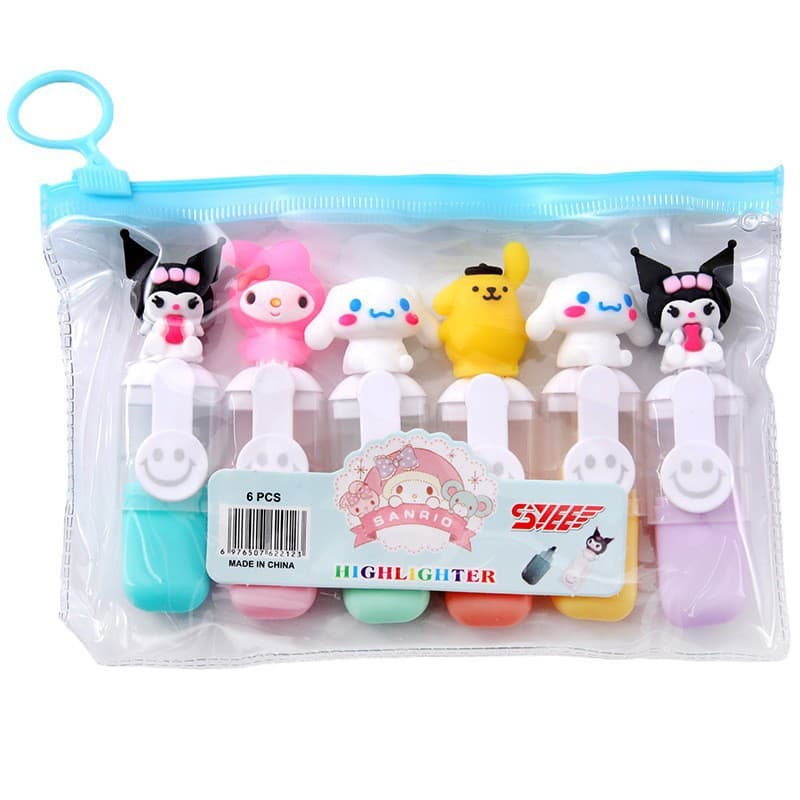 Cartoon small fluorescence brand high quality marker, cute set, crayons, 6 colors, DIY 5