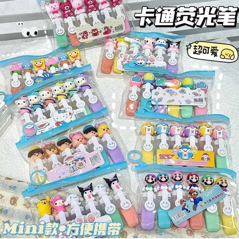 Cartoon small fluorescence brand high quality marker, cute set, crayons, 6 colors, DIY 1